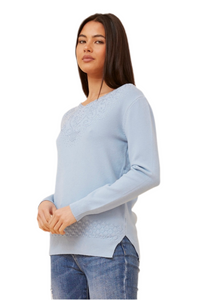 Embellished Knit Jumper - Pale Blue