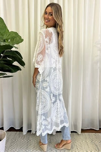 White Embroidered Lace Cape