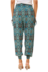 Harem Pants - Green Abstract Print
