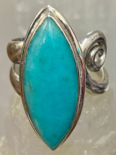 Adjustable Swirl Elliptical Ring - Amazonite