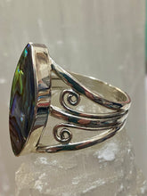 Load image into Gallery viewer, Fancy Ornate Elliptical Sterling Silver Ring - Paua Shell