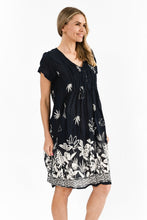 Load image into Gallery viewer, Nicola Cap Sleeve Dress - Trop Border Navy