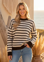 Load image into Gallery viewer, Striped Knit Jumper - Chocolate/Taupe