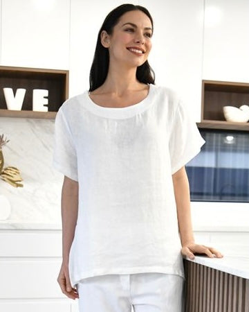 Basic Linen Top - White