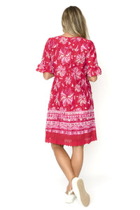 Hannah Boho Tunic - Watercolour Red