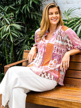 Load image into Gallery viewer, Farah Top - Pink Orange Print