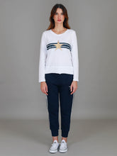 Load image into Gallery viewer, Sonya | Women's Gold Star Stripe Long Sleeve Tee – Cotton Jersey