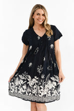 Load image into Gallery viewer, Nicola Cap Sleeve Dress - Trop Border Navy