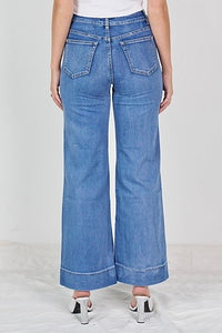 Wide Leg Denim Jeans - Denim