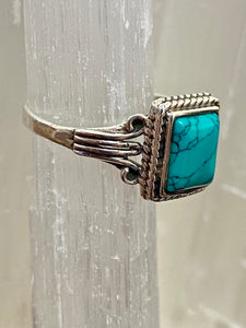 Turquoise Square Sterling Silver Ring