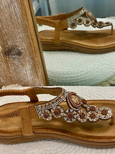 Load image into Gallery viewer, Flat Beaded Thong Sandals - Camel