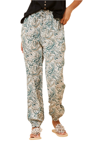 Jogger Pants -Green Paisley Print