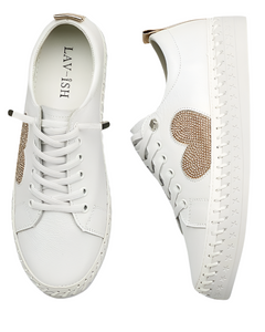 Embellished Heart Sneakers - Rose Gold Crystal