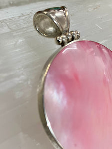 Two Sided Shell Disc Pendant - White And Pink Mother Of Peal