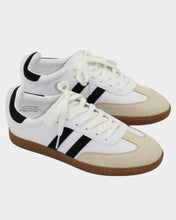 Load image into Gallery viewer, Soft faux suede women’s sneakers in white slim profile