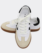 Load image into Gallery viewer, Swift white lace-up sneakers with side stripe feature