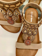 Load image into Gallery viewer, Beige Beaded Flat Sandals