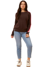 Load image into Gallery viewer, Striped Sleeve Knit Pullover - Chocolate