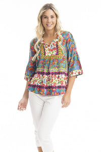 Carvalho Placket V Neck Top