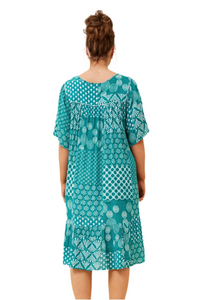 Back view of Honda Boho Short Dress – 100% rayon lightweight summer style
