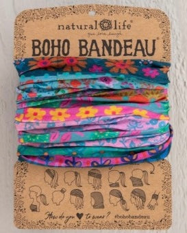 Boho Bandeau - Blue/Pink Borders