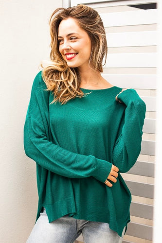 Boat Neck Jumper - Emerald