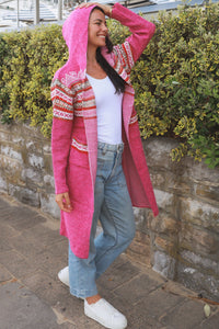 Hooded Knit Cardigan With Pockets