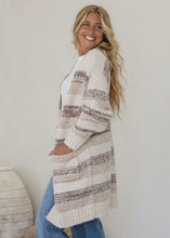 Load image into Gallery viewer, Striped knit Cardigan - Caramel/Oatmeal