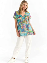 Load image into Gallery viewer, Kayla Cotton Blouse -Turquoise