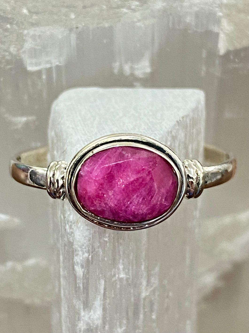 Indian Ruby Oval Sterling Silver Ring