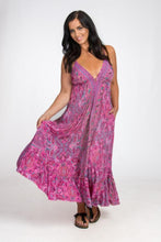 Load image into Gallery viewer, Long Strappy Silk Dress with Pockets - Pink