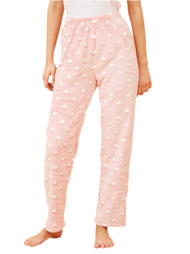 Plush Pyjama Pants - Pink Heart