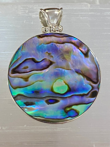 Two Sided Shell Disc Pendant - Paua And Mother Of Pearl