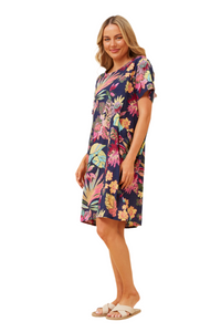 Vine Tropical Print Shift Dress