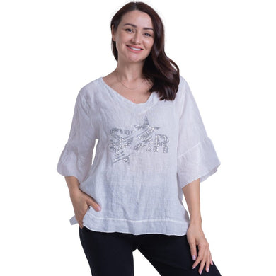 Italian Linen Top - White