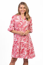 Load image into Gallery viewer, Maya Button V Neck Layer Dress - Romanian Red