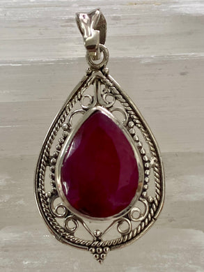 Indian Ruby Sterling Silver Pendant