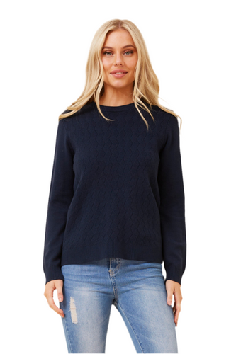Knit pullover in navy by Caroline Morgan 