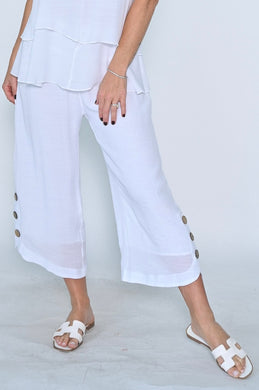 3 Button Layered Pant - White