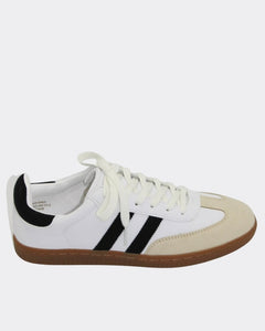 Swift sneakers white faux suede slim line design with stripe detail