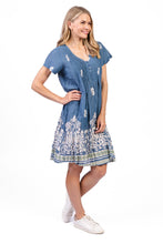 Load image into Gallery viewer, Nicola Cap Sleeve Dress -Ornate Denim