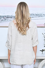 Load image into Gallery viewer, Crochet Back Linen Shirt - Sand