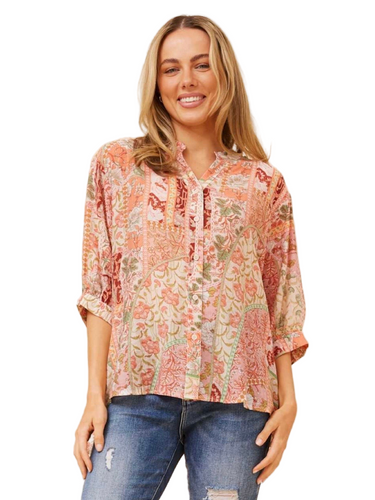 Belinda Shirt - Coral Floral Print