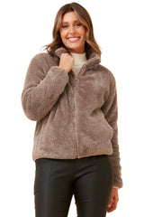 Faux Fur Jacket (Plus) - Mocha