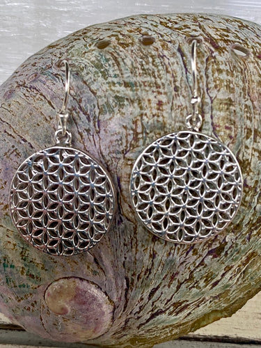 Sterling Silver Drop Earrings - Flower Of Life