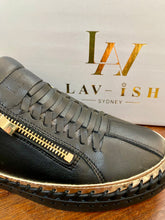 Load image into Gallery viewer, Heritage Zip Sneaker - Black/Gold