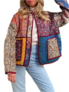 Boho Floral Print Padded Jacket