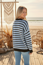 Load image into Gallery viewer, Striped Knit Jumper - Blue/Chocolate