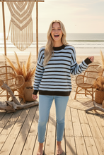 Load image into Gallery viewer, Striped Knit Jumper - Blue/Chocolate