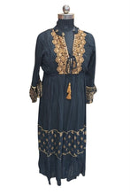 Load image into Gallery viewer, Embroidered Neck &amp; Trim Maxi Dress